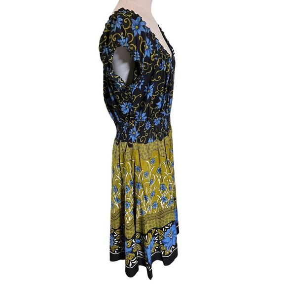 Pretty Pink Women Small Dress Blue Olive Black Cotton  Peasant‎ Boho Vintage - Picture 2 of 14